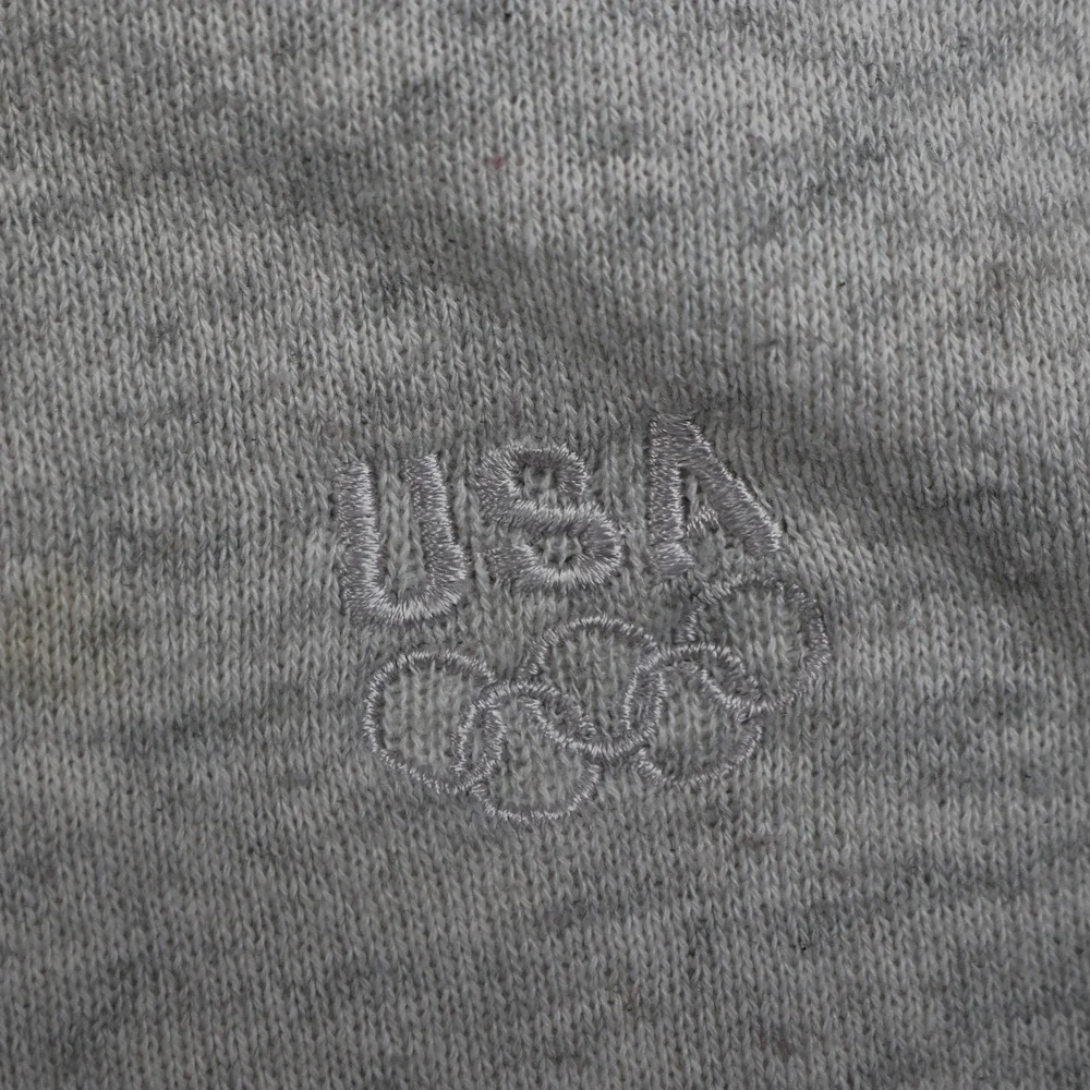 Vintage Team USA Olympic Sweat Shorts Mens Heather Gray Fleece Embroidered Rings